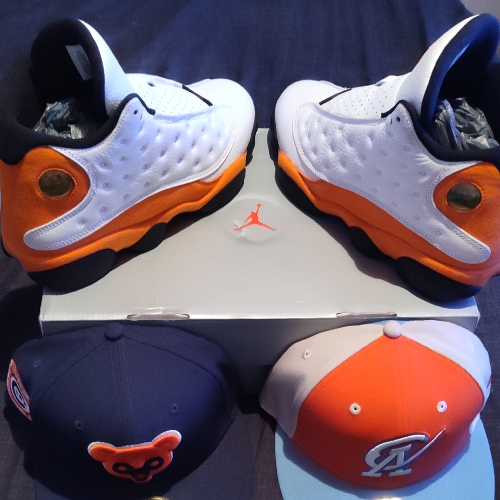 Jordan White and Orange Sneakers Retro Style Size 9.5 Worn Once